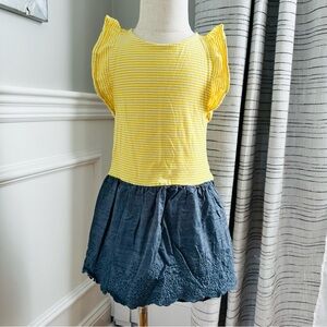 GAP Toddler Yellow Striped and Chambray Dress